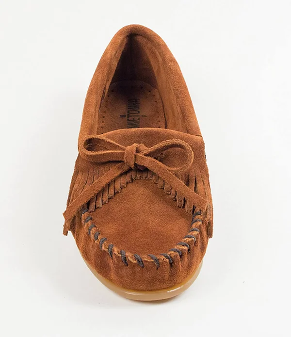 Minnetonka Women's Kilty Suede Moccasin Blue, 7.5