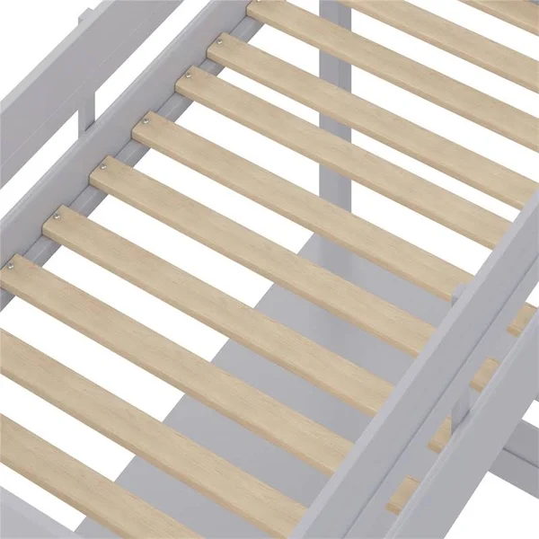Dorel Living Harlan Wood Loft Bed with Ladder and Guardrail in Twin in Gray - DZ65177