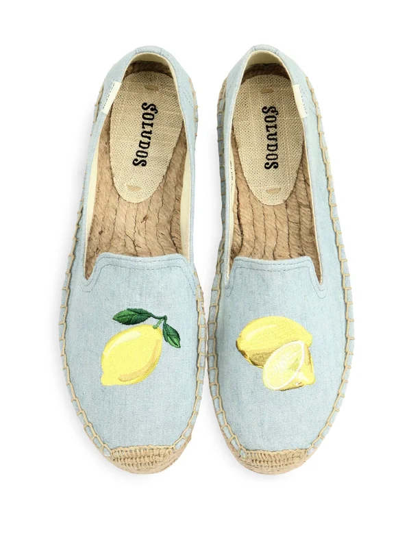 Soludos Lemon Platform Smoking Slipper Chambray