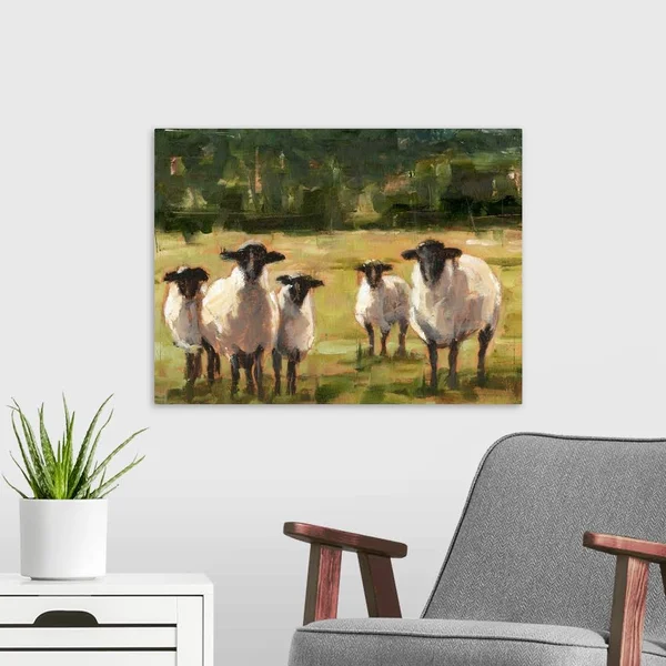 Sheep Family I, Canvas Wall Art, 24x18, Great Big Canvas