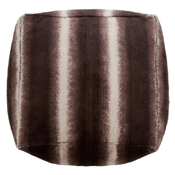 Saro Lifestyle Faux Fur Pouf with Animal Print Design - Grey