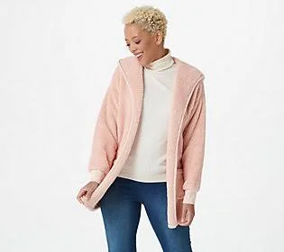 Koolaburra by Ugg Cozy Shaggy PlushCardigan, Size Medium, Pale Blush