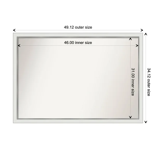 Choose Your Custom size, 34-in SIDE, Eva White Silver Narrow Framed Wall Mirror - 41 x 34-Inch