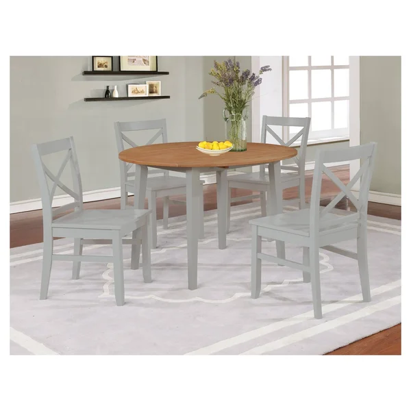 44x22 Carey Round Drop Leaf Extendable Dining Table Gray/Natural - Threshold