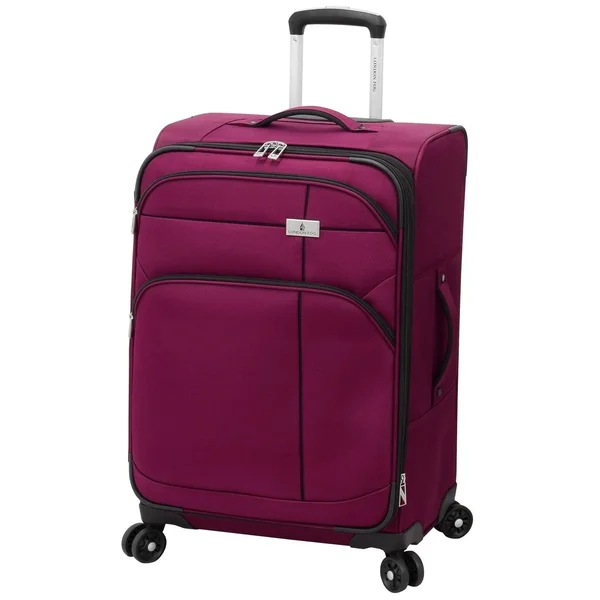 London Fog Cranford 20x22 Expandable Carry-On Spinner Black Gold Plum Paisley