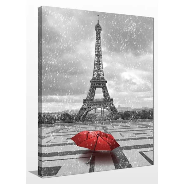 Picture Perfect International Umbrella in Paris Giclee Print Canvas Wall Art - 24 Inches x 36 Inches x 1.5 Inches