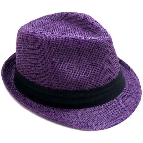 Simplicity Women Men Summer Double Colors Straw Fedora Hat w/ Rasta Band - Navy - SM