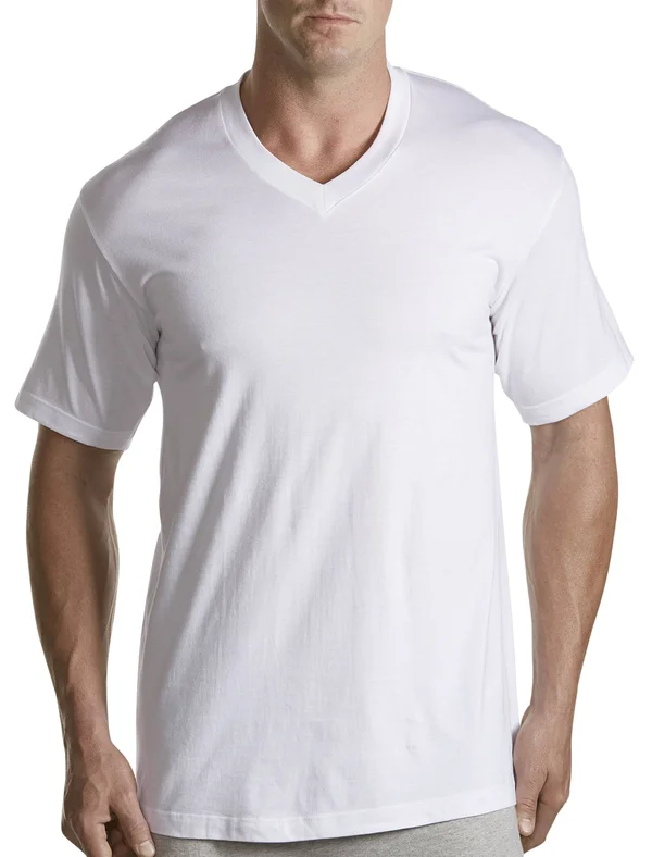 Men's Big & Tall Harbor Bay 3-pk. V-Neck T-Shirts, Size: 6XL, White