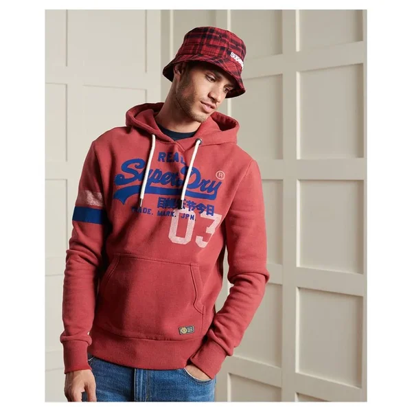 Superdry Vintage Logo Varsity Hoodie - Red - Hoodies