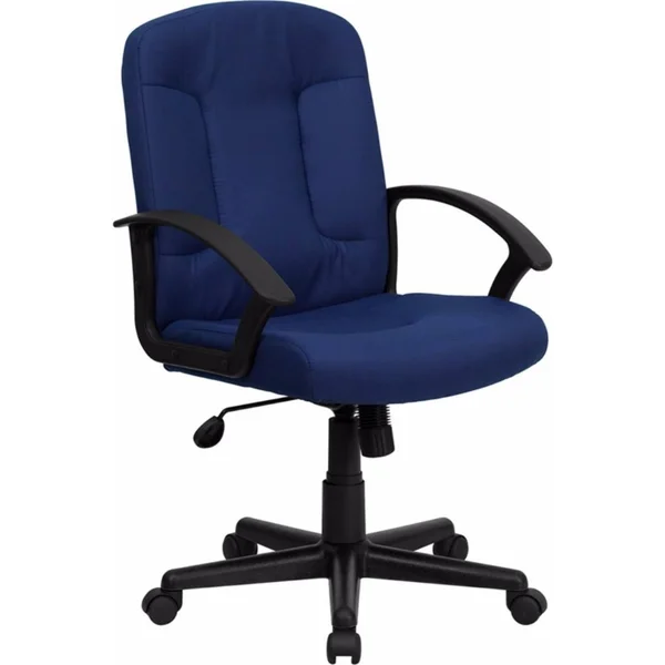 Offex Mid-Back Navy Fabric Executive Chair with Nylon Arms - Navy