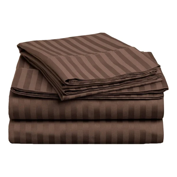 Superior 400 Thread Count Deep Pocket Stripe Cotton Sateen Sheet Set (King, White)