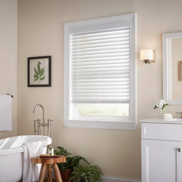 Home Decorators Collection White Cordless Room Darkening 2 in. Faux Wood Blind for Window - 51.5 in. W x 54 in. L