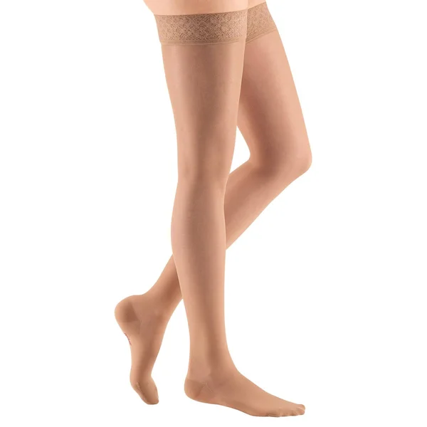 Medi Sheer & Soft Closed Toe Thigh Highs w/ Lace Band - 15-20 mmHg Charcoal I