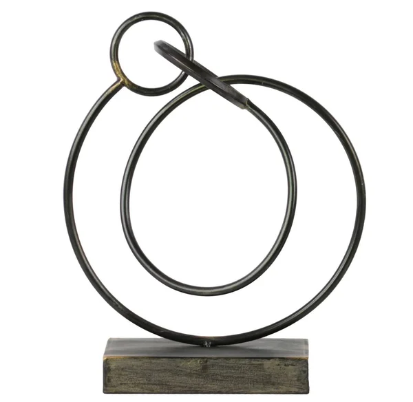 Metal Abstract Sculpture with Rectangular Base - Set of Two, Gray
