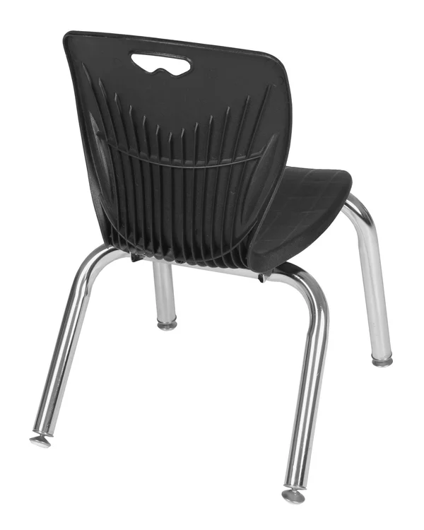 Regency Kee 30x22 Square Height Adjustable Mobile Classroom Table - Grey & 4 Andy 12-in Stack Chairs- Black