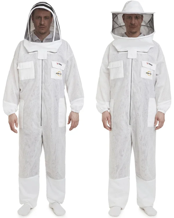 Natural Apiary - Zephyros Protect Beekeeping Suit - White - Clear View Fencing Veil - Keep Fresh & Comfortable with Maximum