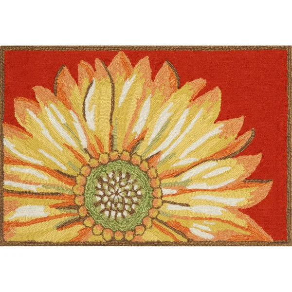 Trans-Ocean Frontporch Sunflower Red Rug 30x22x48x22