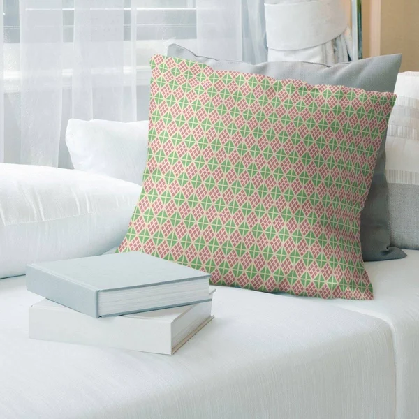 Porch & den Farrin Plain Diamonds Throw Pillow - 18 x 18 - Yellow Pink & Green - Cotton