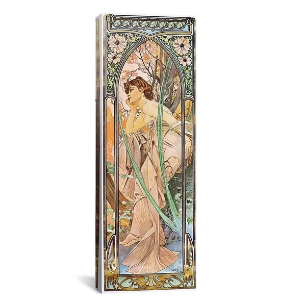 iCanvas Art Alphonse Mucha Evening Reverie, 1899 Canvas Print Wall Art 36 x 12