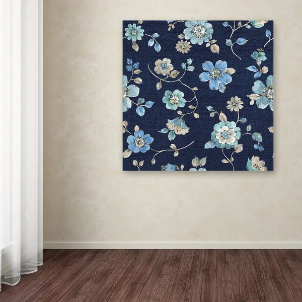 Lisa Audit 'Indigold Flowers Mini Trail Indigo' Canvas Art (24x24), Trademark Fine Art