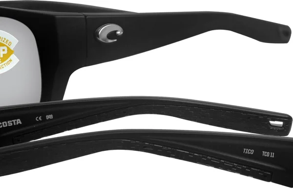 Costa Del Mar Tico 580P Polarized Sunglasses, Matte Black/Gray Silver Mirror