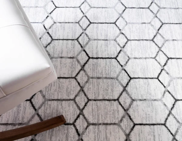 Unique Loom Matrix Trellis Tile Ivory 7 ft. x 10 ft. Area Rug
