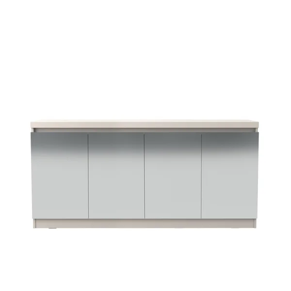 Manhattan Comfort Viennese 62.99 in. 6- Shelf Buffet Cabinet with Mirrors in Off White