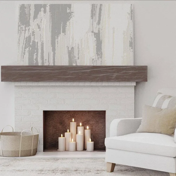 Ekena Millwork MANURW04X08X72AE 4x22H x 8x22D x 72x22W Riverwood Faux Wood Fireplace Mantel, Aged Pecan