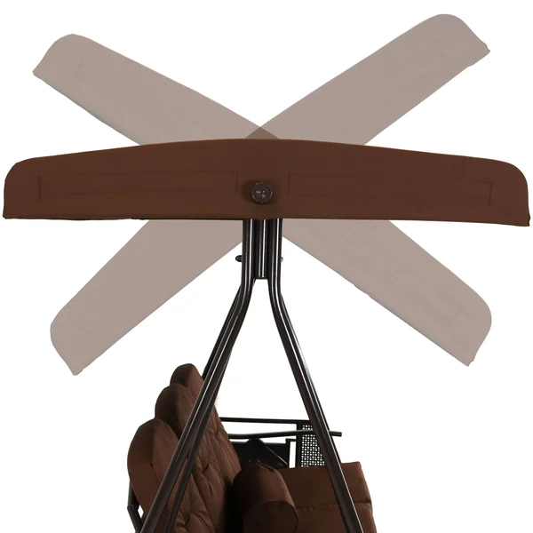 Sunnydaze Decor 3-Person Steel Frame Outdoor Canopy Swing with Side Tables, Brown