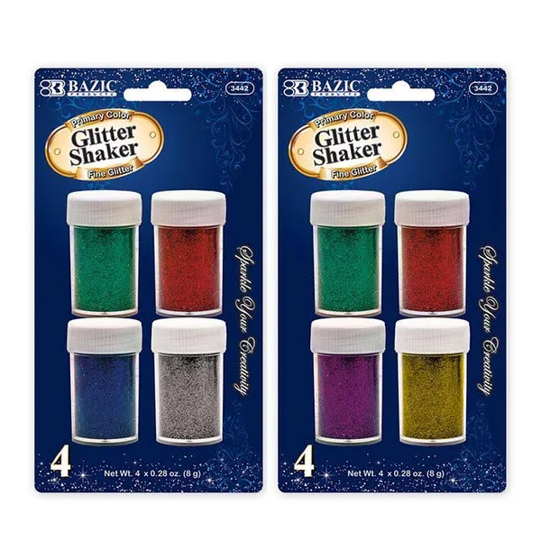 Bazic 8g, 0.28 oz. 4 Primary Color Glitter Shaker