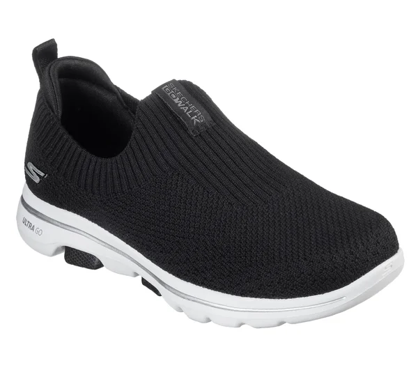 Skechers Women's GOwalk 5 Trendy Slip on Sneaker - Black/White