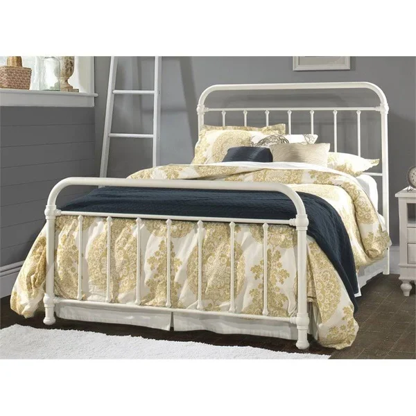 Hillsdale Furniture 1799-500 Kirkland Metal Spindle Panel Bed, Soft White, Queen