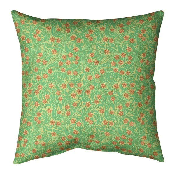 Porch & den Dahlke Swirly Floral Pattern Throw Pillow - 18 x 18 - Yellow Green & Orange - Polyester