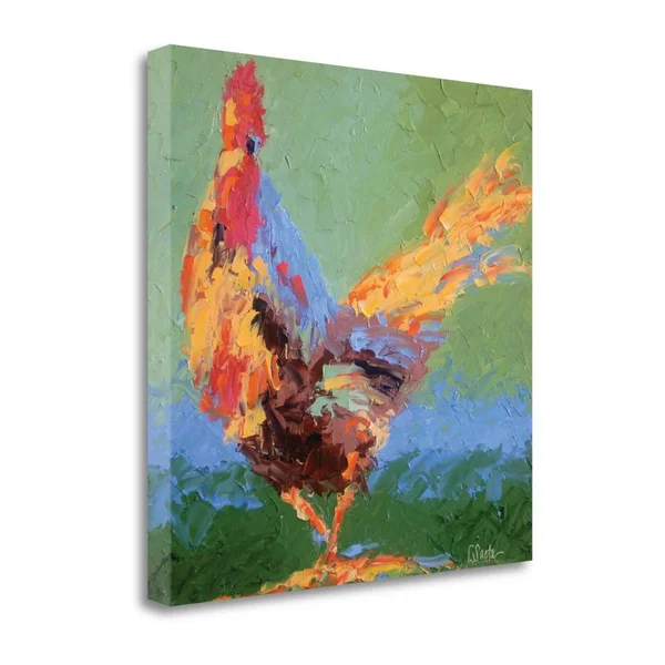Tangletown Fine Art 'Rooster V' Print on Canvas, Green