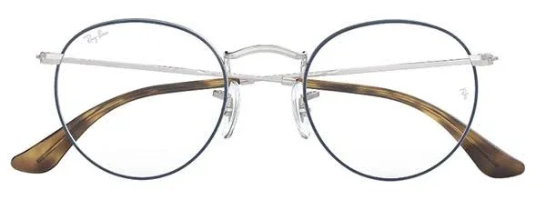 Ray Ban RX3447V Vista Round Metal, 2970 Silver On Top Blue, Size 47-21-140
