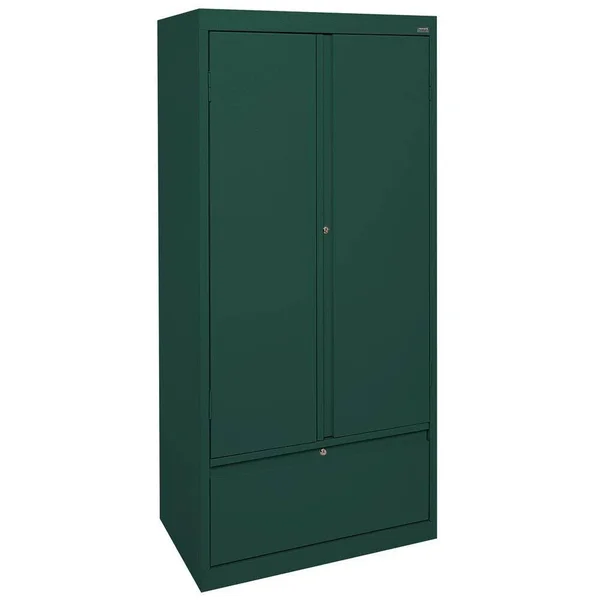 Sandusky Lee HADF301864-08 System Series Storage Cabinet with File Drawer, Forest Green