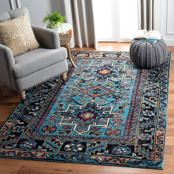 Safavieh Vintage Hamadan Jaroslava Oriental Rug - 6&7x22 x 6&7x22 Square - Light Blue/Black