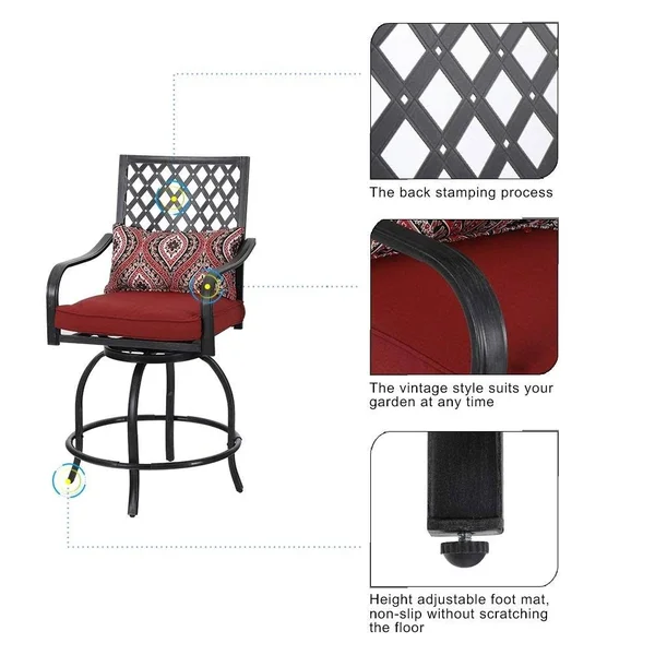 Teluk Extra Wide Swivel Bar Stools (Set of 2) by Havenside Home - Red