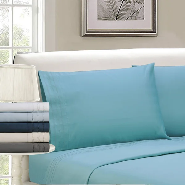 Superior Egyptian Cotton 1000 Thread Count Embroidered Sheet Set Ivory 4 Piece Full