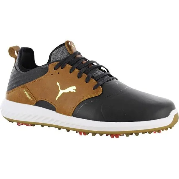 Puma Ignite PWRADAPT Caged Crafted Golf Shoes Black/Leather Brown M 13