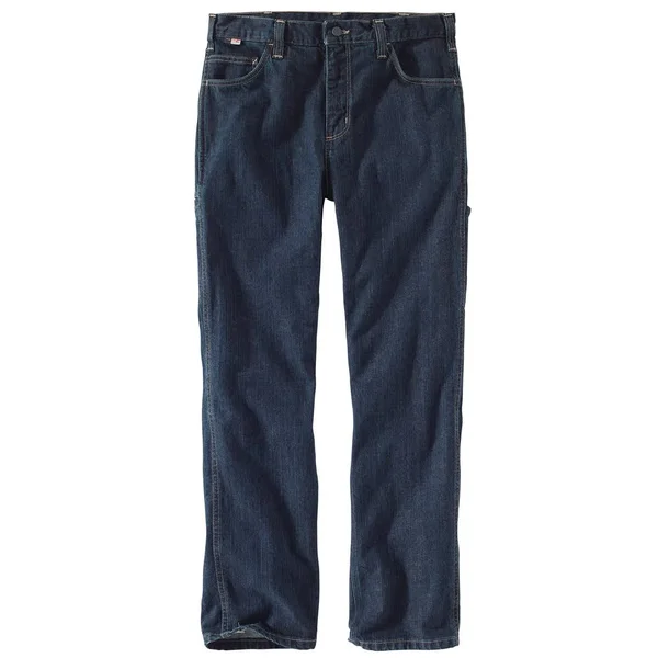 Carhartt Men's Flame-Resistant Rugged Flex Jean Relaxed Fit (48x30 Deep Indigo Wash)