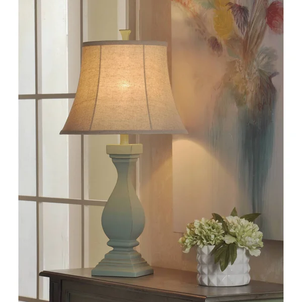 30x22 Distressed Table Lamp Mist Blue - Stylecraft