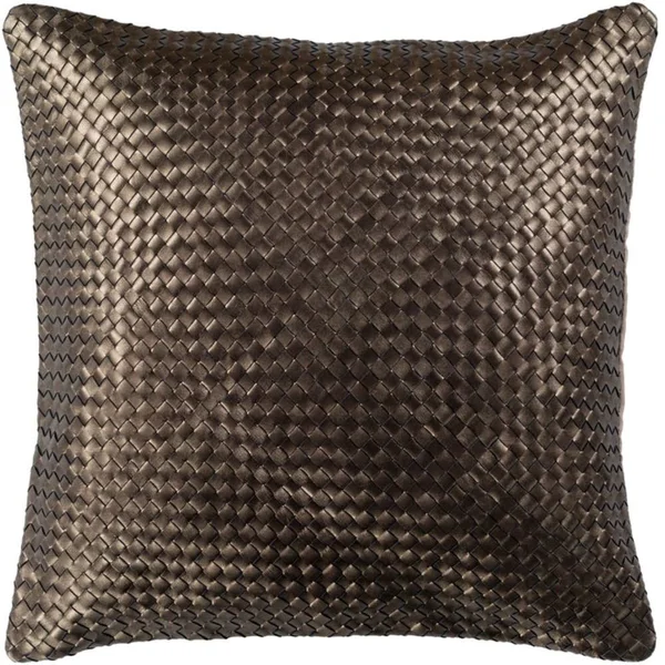 20x22 Dark Brown Weaved Patterned Square Throw Pillow - Polyester Filler