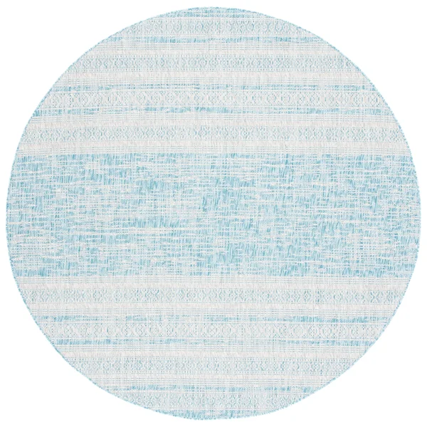Safavieh Courtyard Evon Indoor/ Outdoor Rug - 5&3x22 x 7&7x22 - Aqua/Grey
