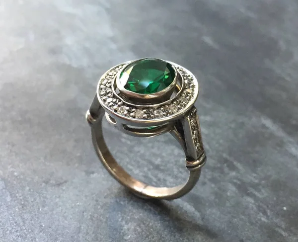 Emerald Ring - Antique Ring, Vintage Ring, Antique Emerald Ring, Antique Rings, Sterling Silver Ring, Green Vintage Ring, Created
