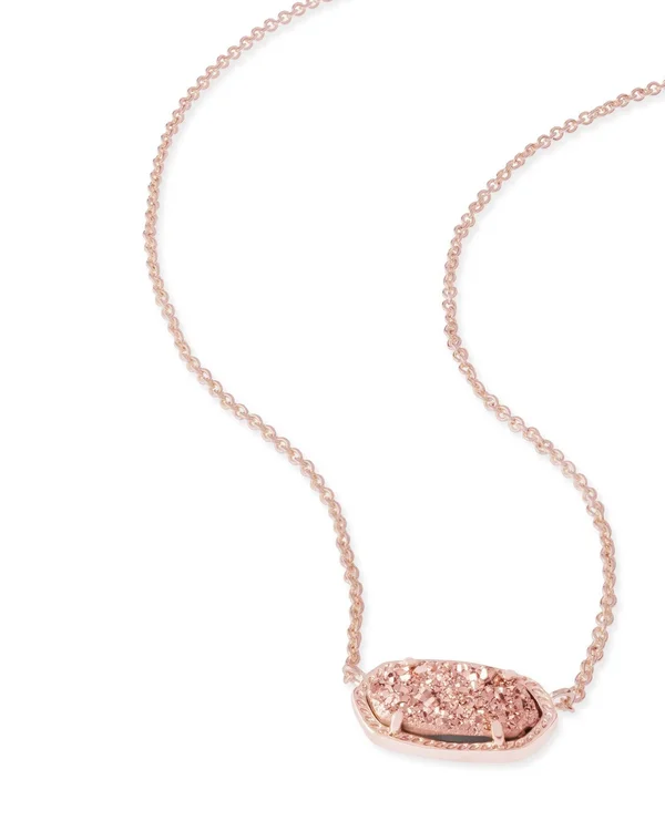 Kendra Scott ELISA Silver Pendant Necklace - Iridescent Drusy