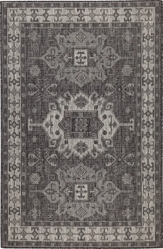 Liora Manne Riviera Kilim Indoor Outdoor Area Rug Black - 7&10x22 Square