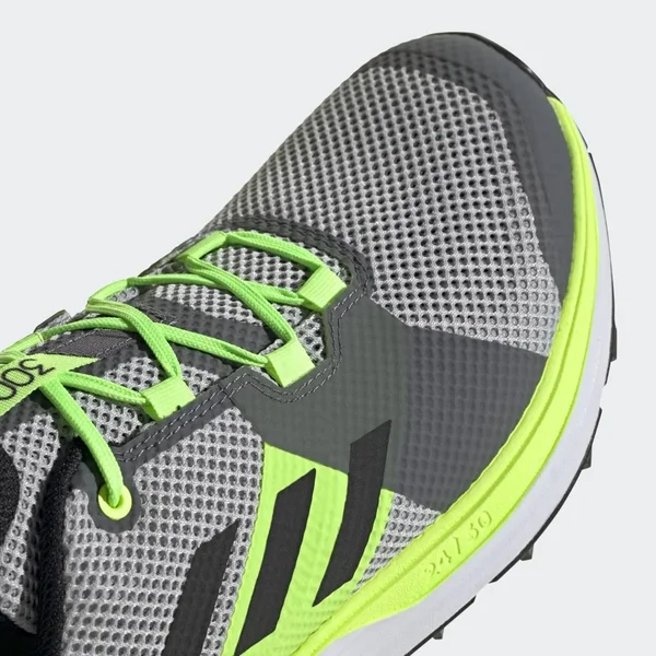Adidas Terrex Two Trail Running Shoes - Men's - Grey Two, Core Black, Signal Green - 12