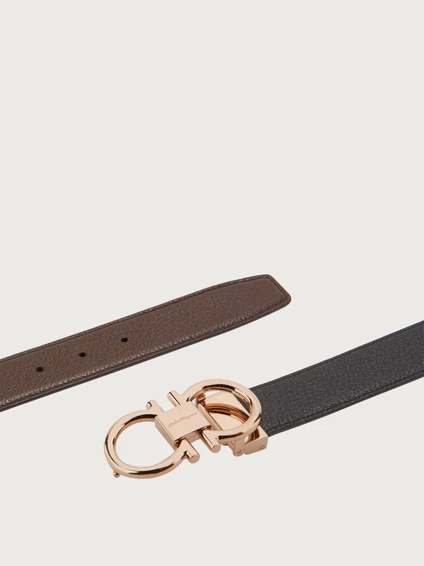 Salvatore Ferragamo Men's Rose Gold Double Gancio Reversible Belt