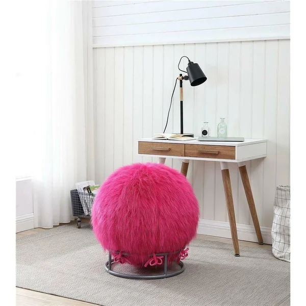 GoodGram Premium Posture Fuzzy Yoga Exercise Ball & Chair Set - 60 in. W x 60 in. L - Pink